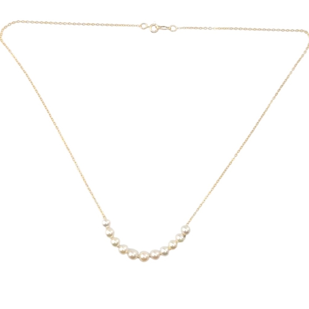 14 Karat Yellow Gold Pearl Necklace #21490